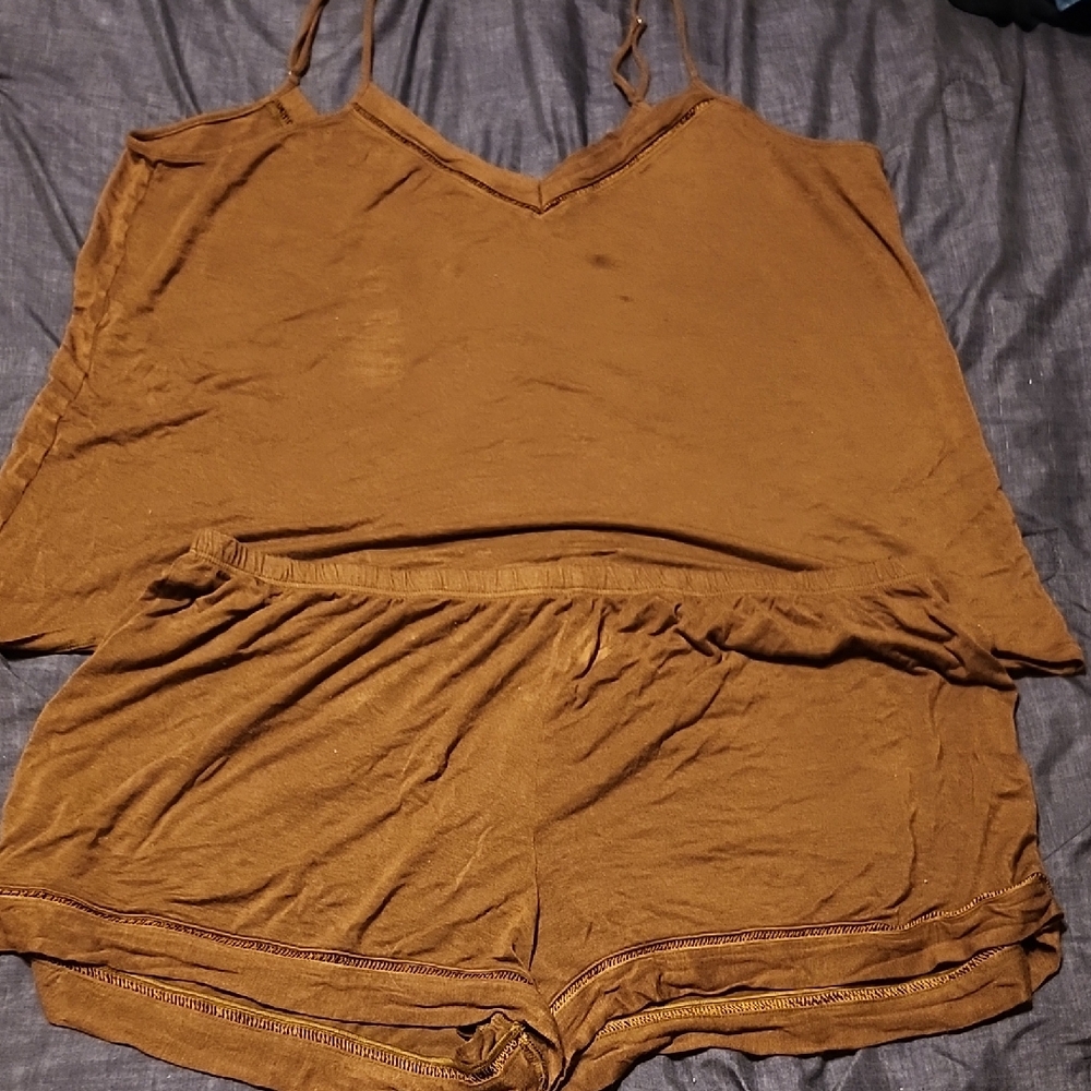 Brown  Top and Shorts Pj set